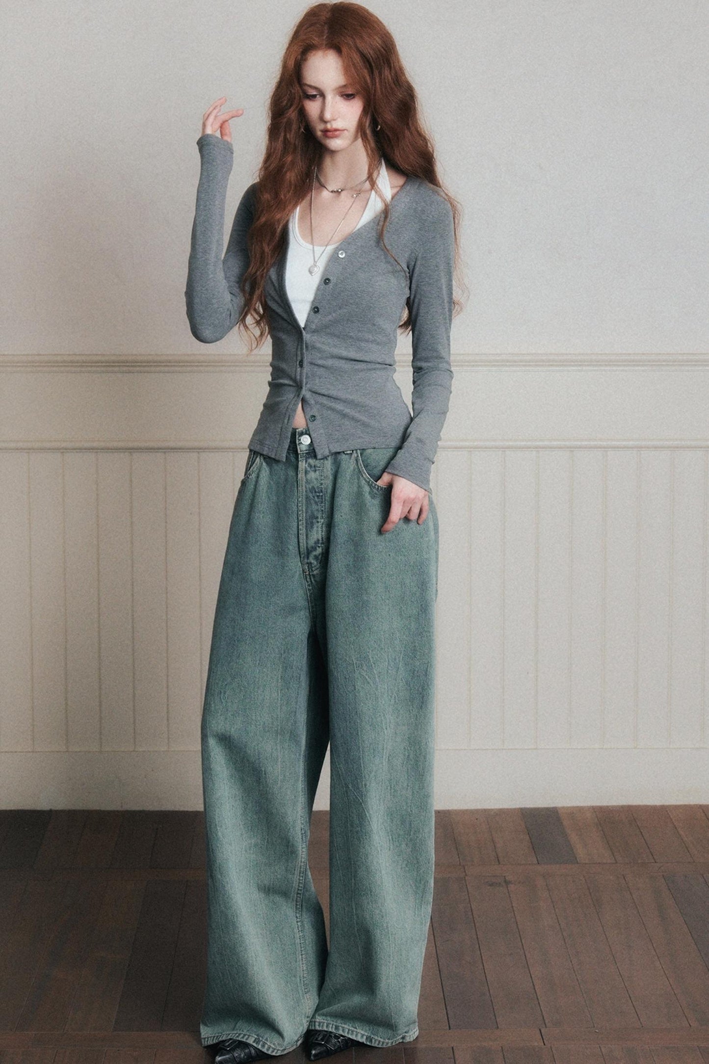 Layered Halterneck Knit Cardigan