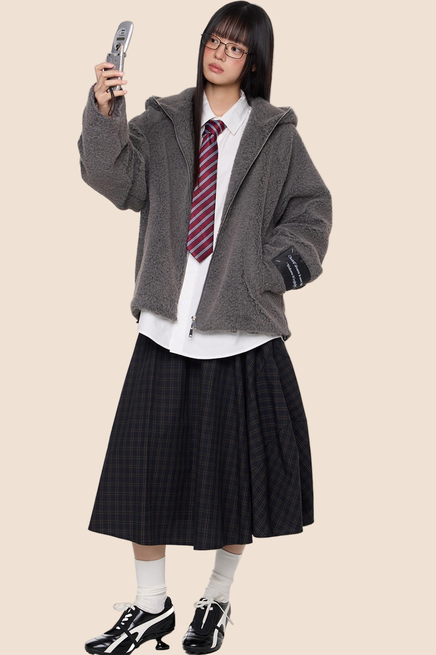 Lazy Retro Hooded Cardigan Jacket