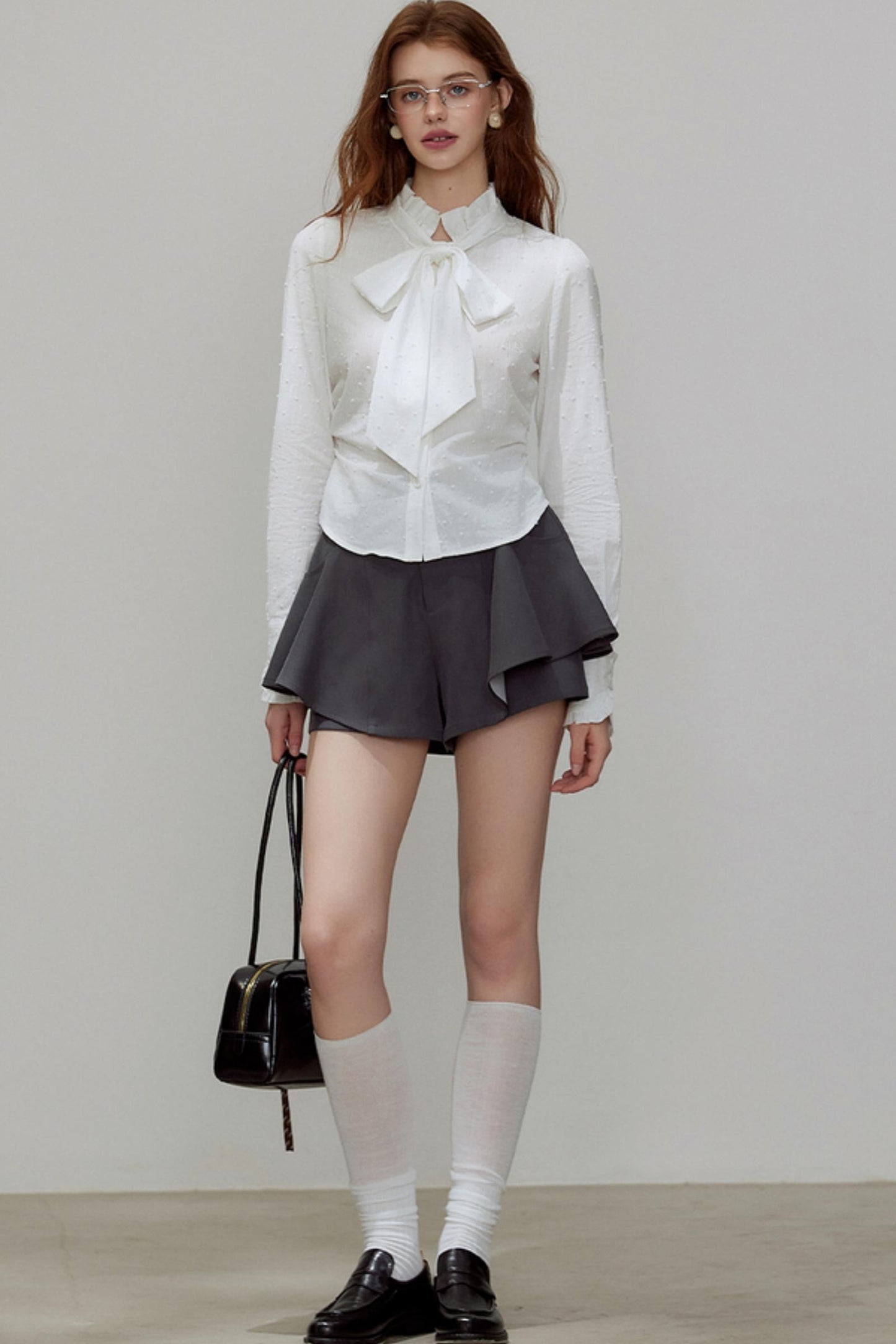 Autumn Texture Bow Strap Shirt