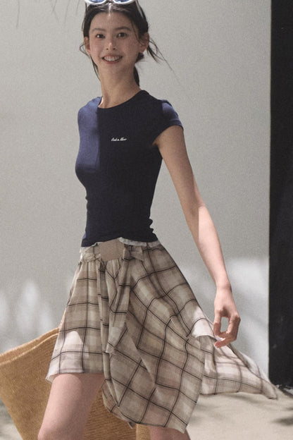 Love Ripple Plaid Skirt