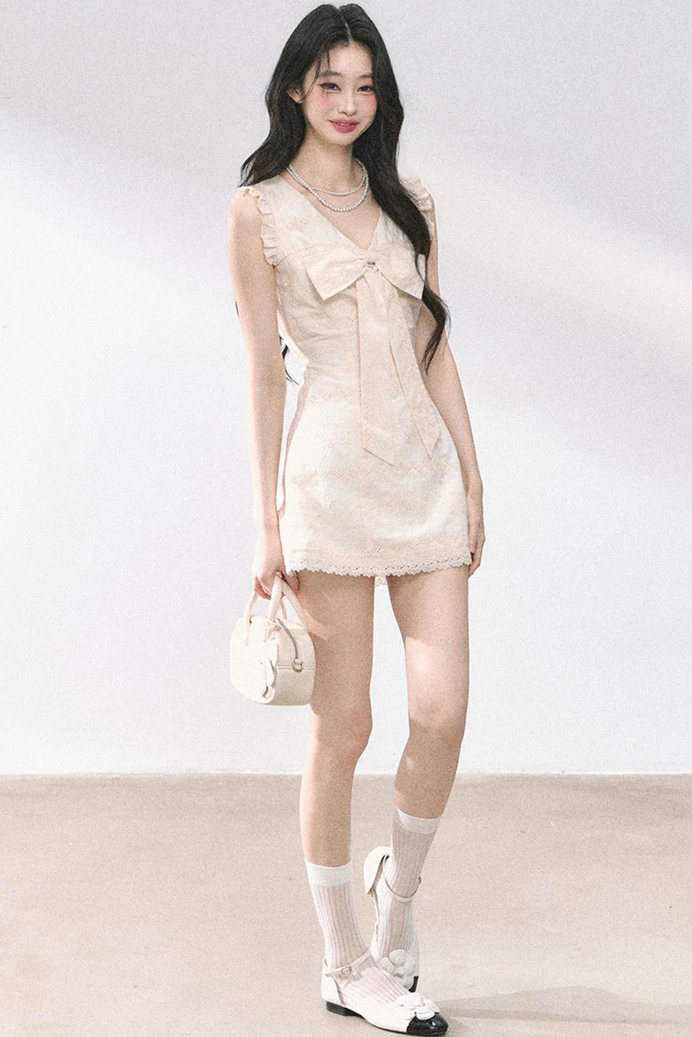 French V-Neck Lace Dress