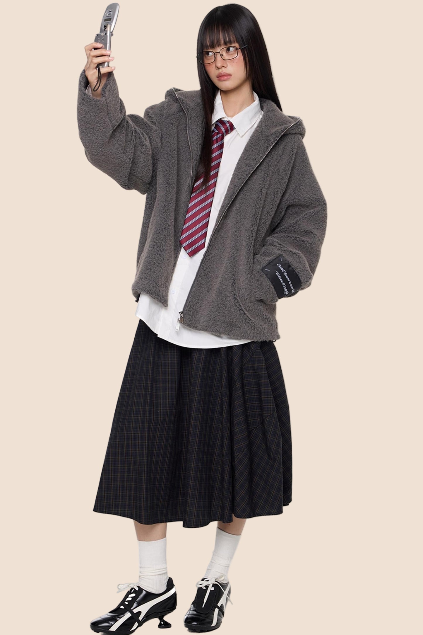 Lazy Retro Hooded Cardigan Jacket