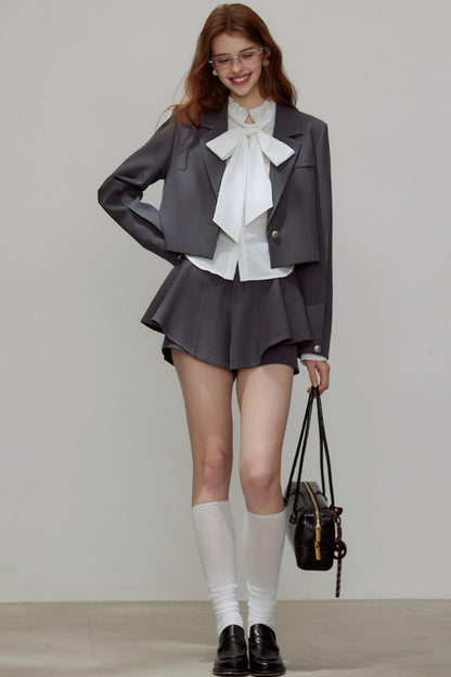 Autumn Gray Blazer Suit Set-Up