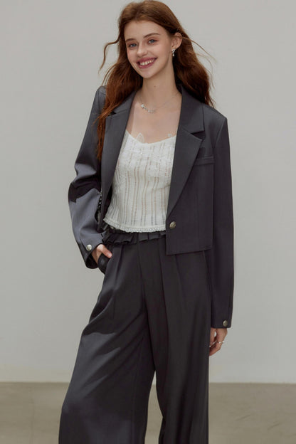 Autumn Gray Blazer Suit Set-Up