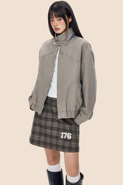 Vintage Zippered Basic Fall Jacket