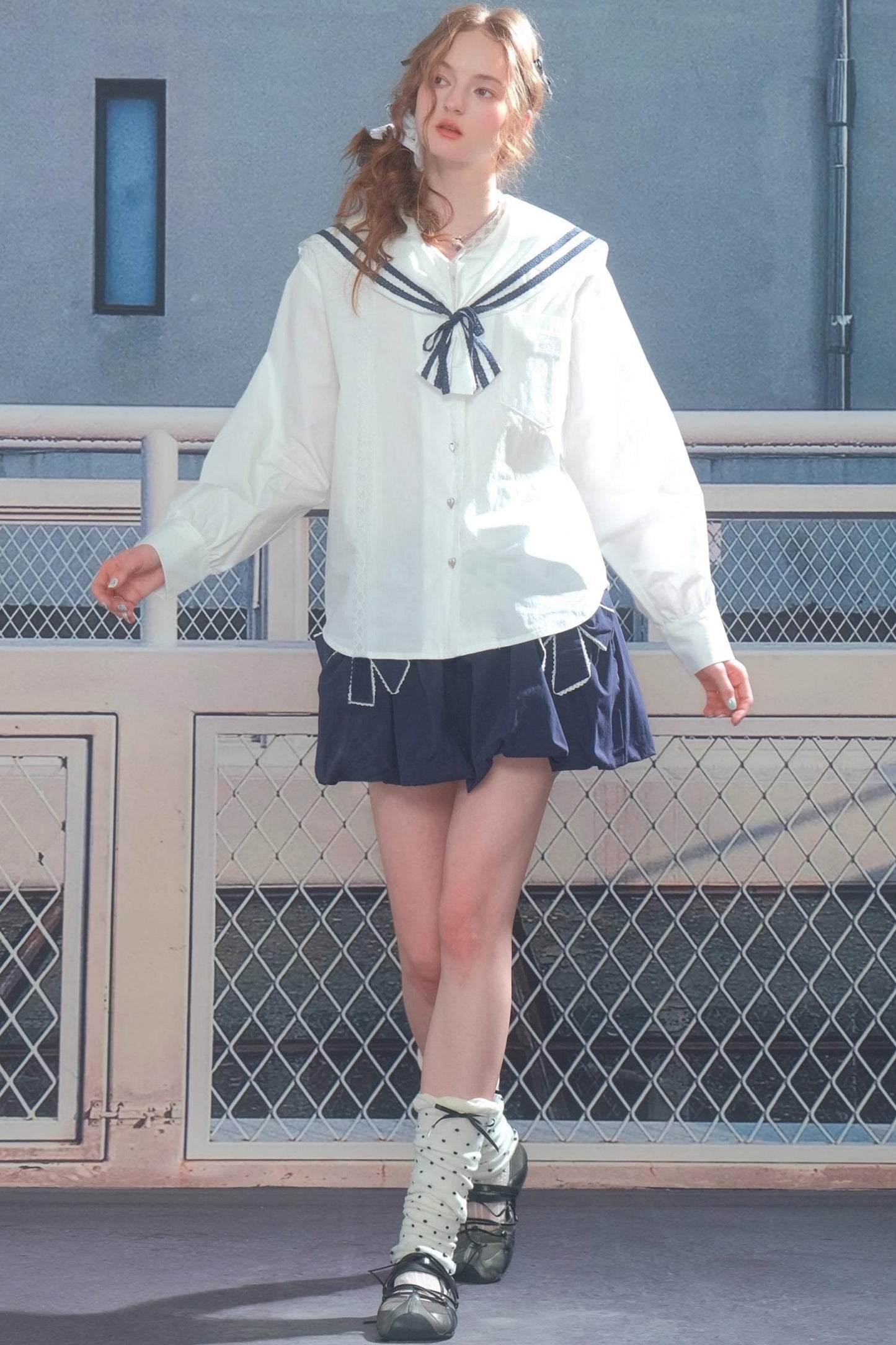 Design Sense Collar Belt Shirt