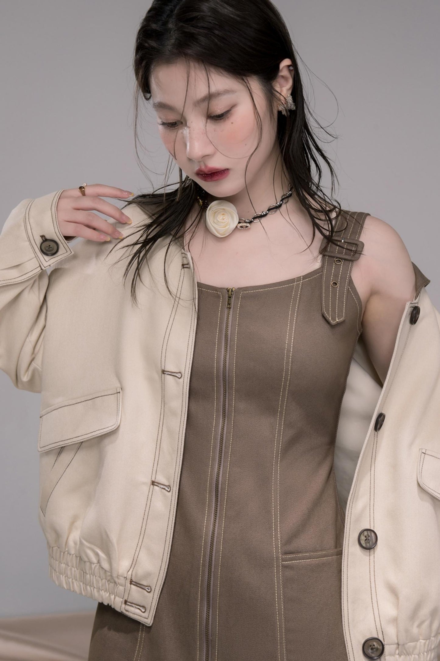 Small Waist Denim Suspender Dress