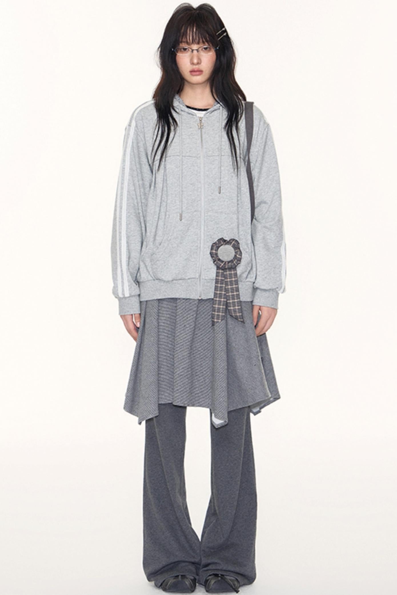 Lace Webbing Hoodie Top