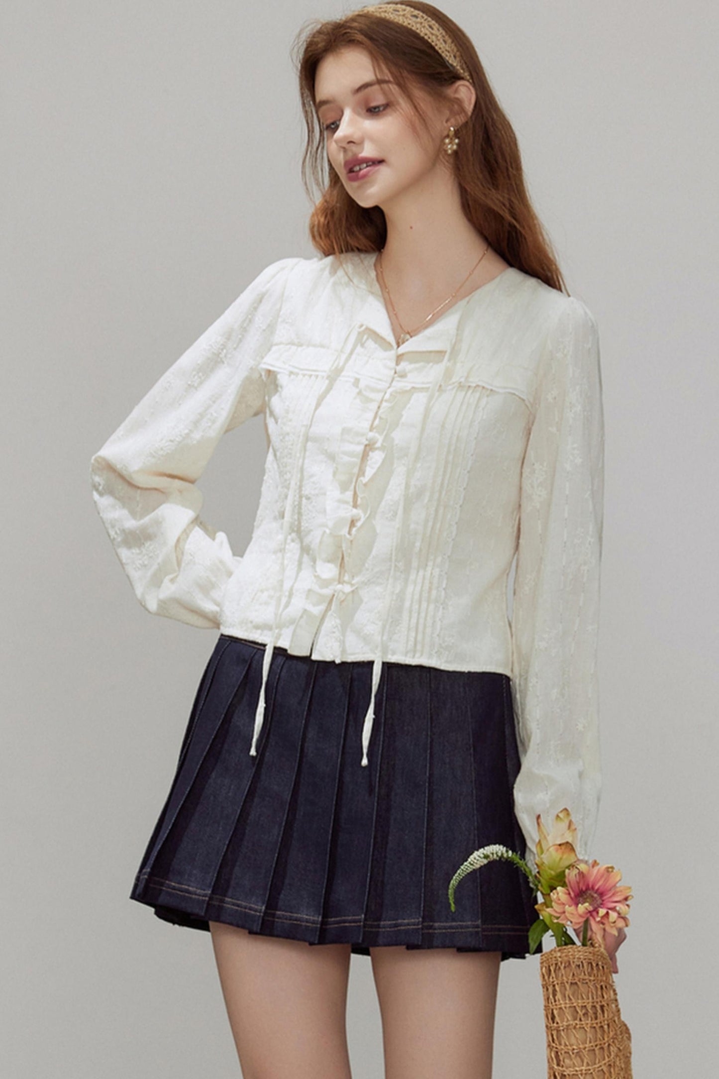 French Temperament V-Neck Shirt