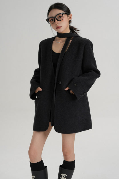 Elegant Mid-Length Wool Suit Coat