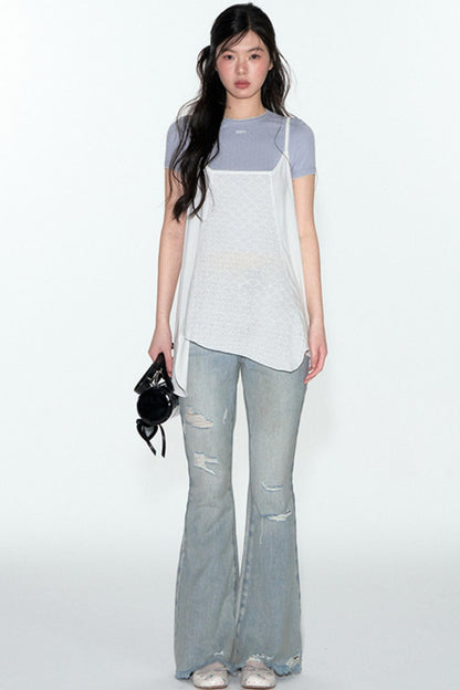 Summer Breathable Tencel Patchwork Dress Set