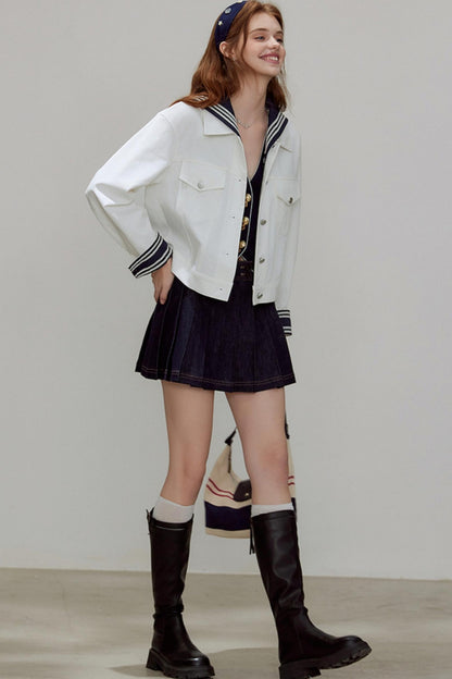 White Denim Short Jacket