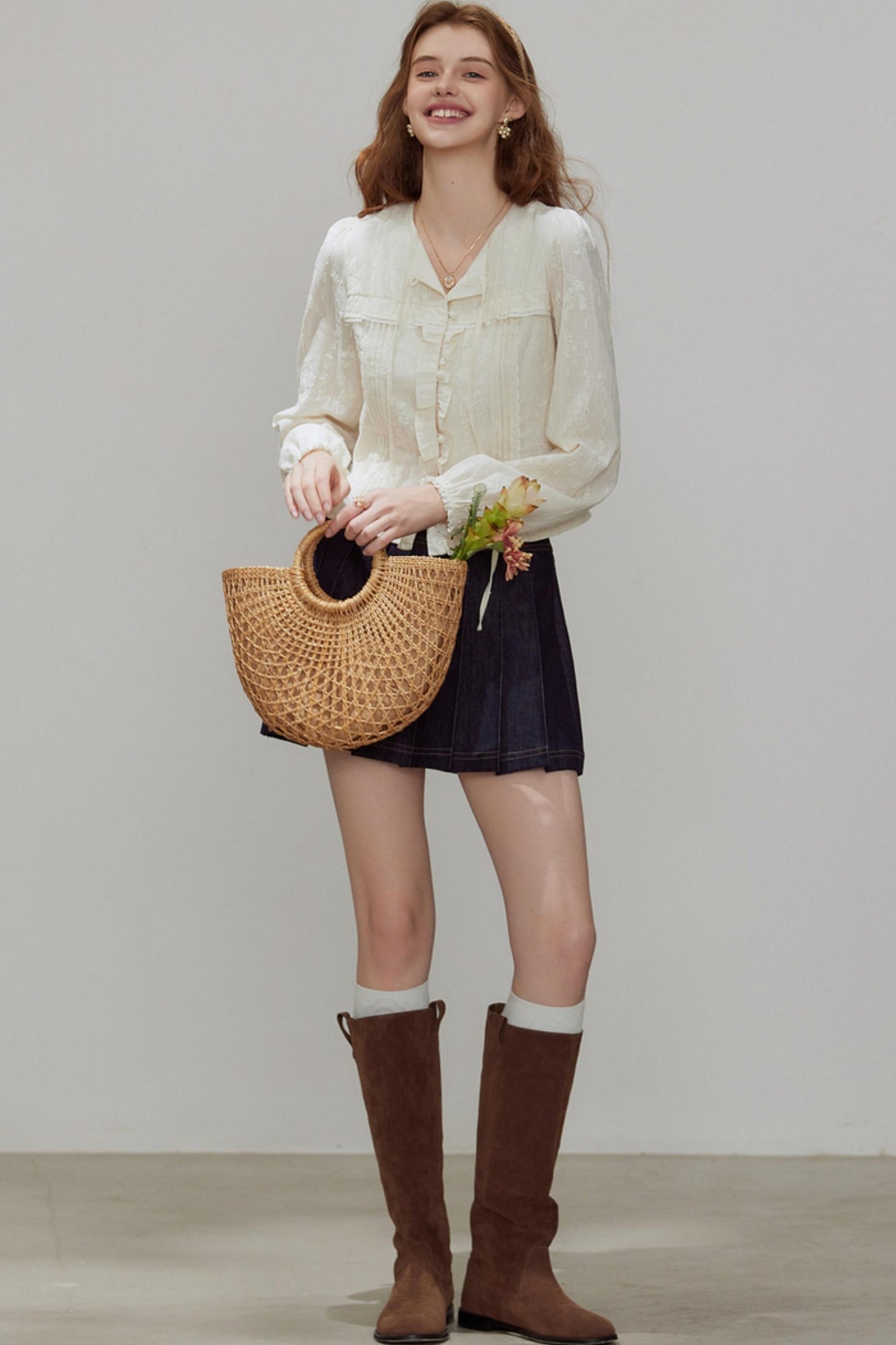 French Temperament V-Neck Shirt