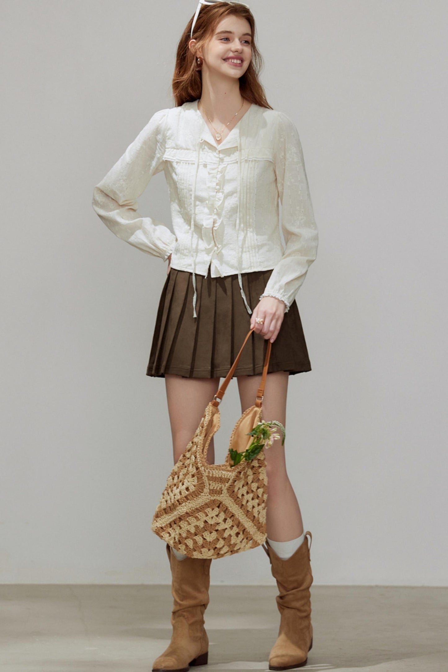 French Temperament V-Neck Shirt