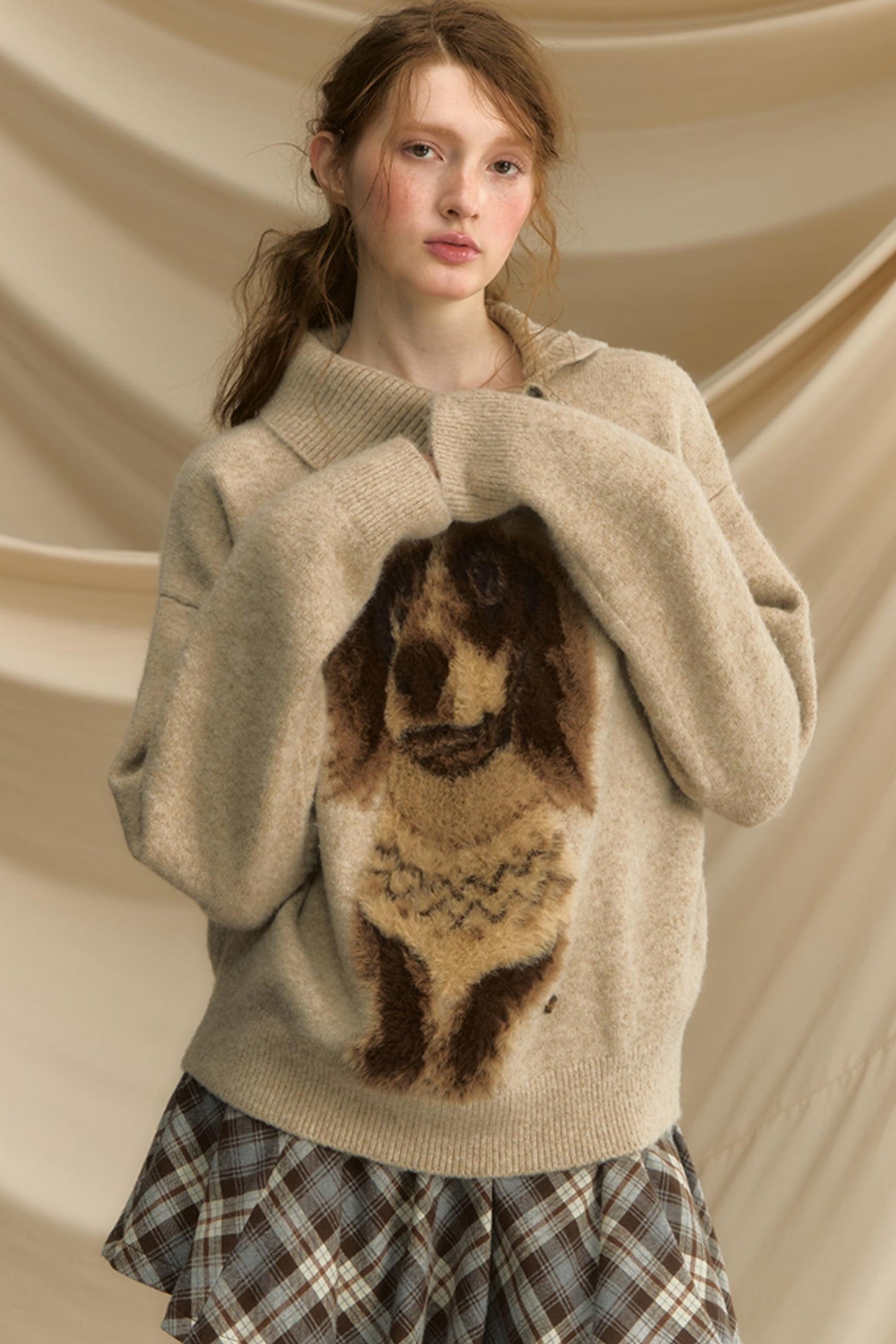 Autumn Puppy Retro Knitted Sweater