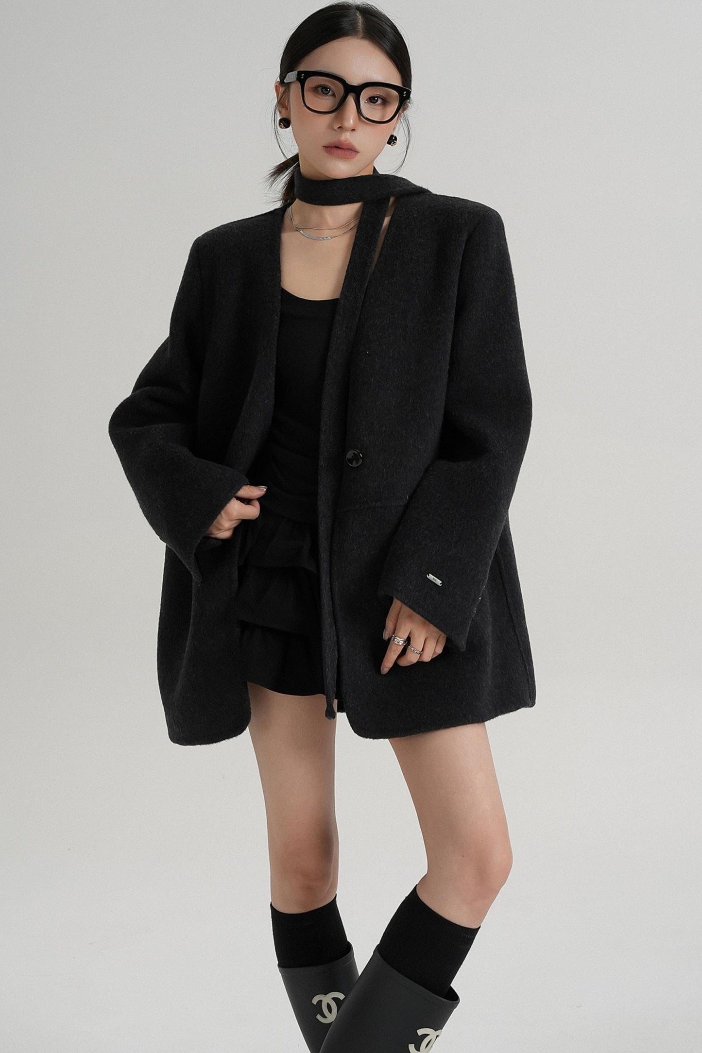 Elegant Mid-Length Wool Suit Coat