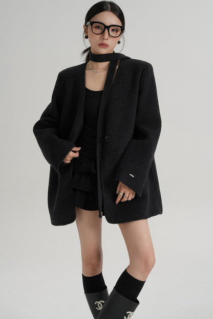 Elegant Mid-Length Wool Suit Coat