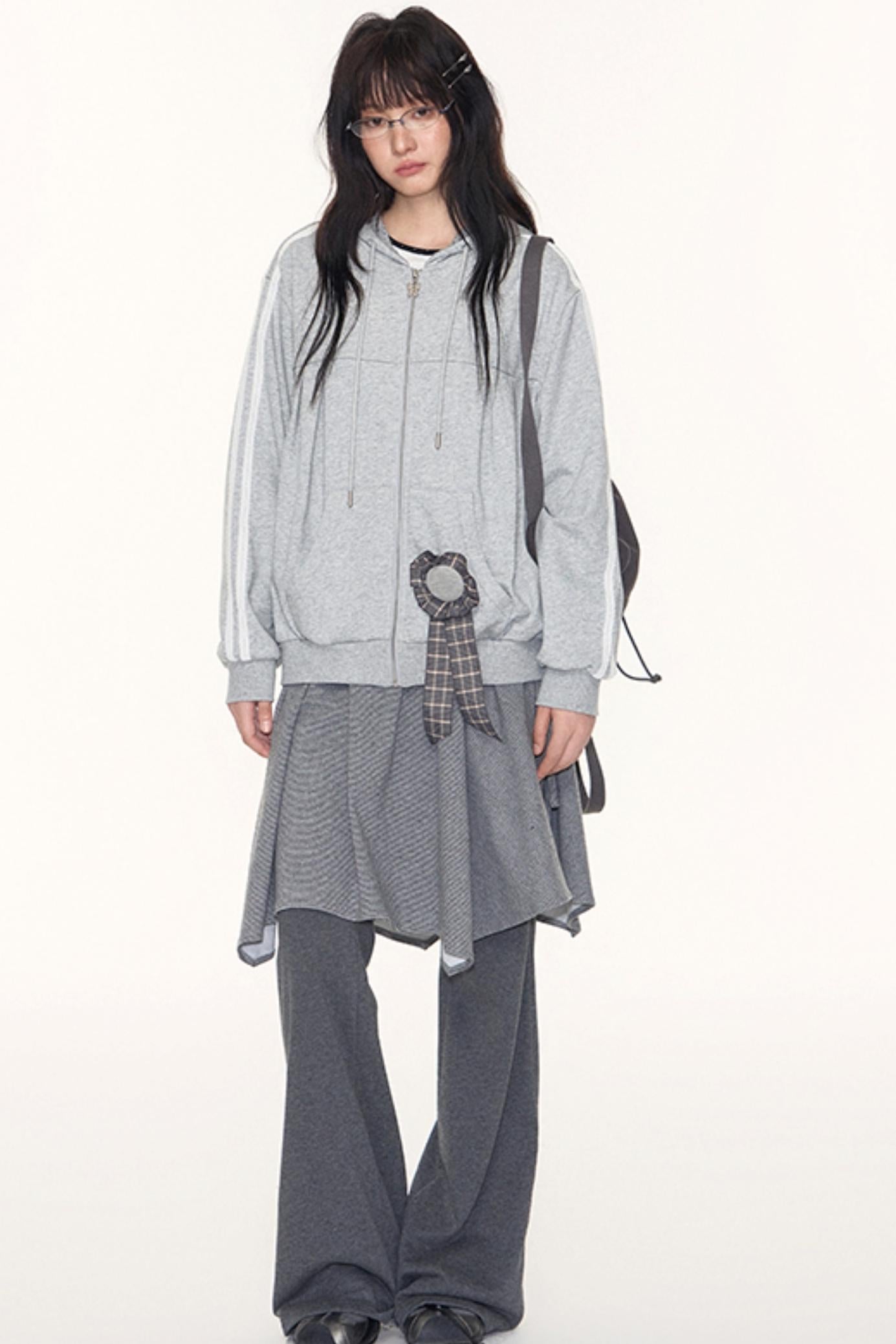 Lace Webbing Hoodie Top