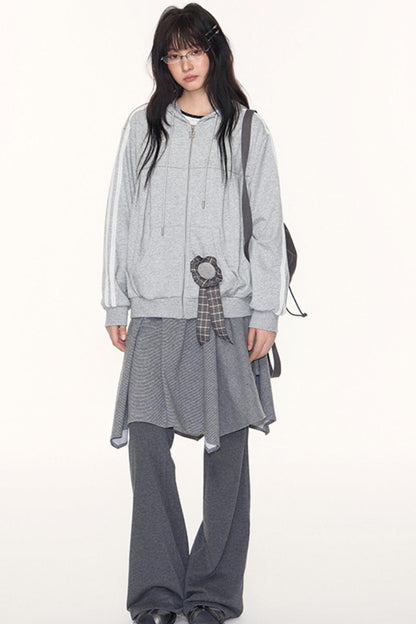 Lace Webbing Hoodie Top