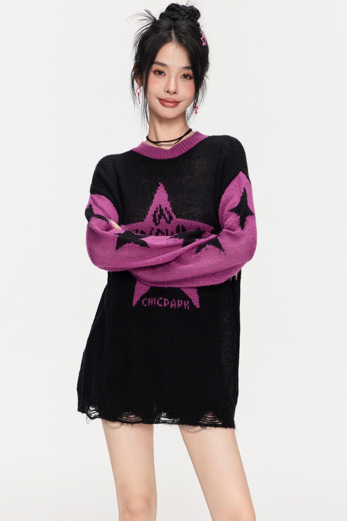 Winter Monogram Color-Blocked Sweater