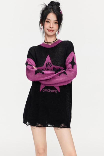 Winter Monogram Color-Blocked Sweater