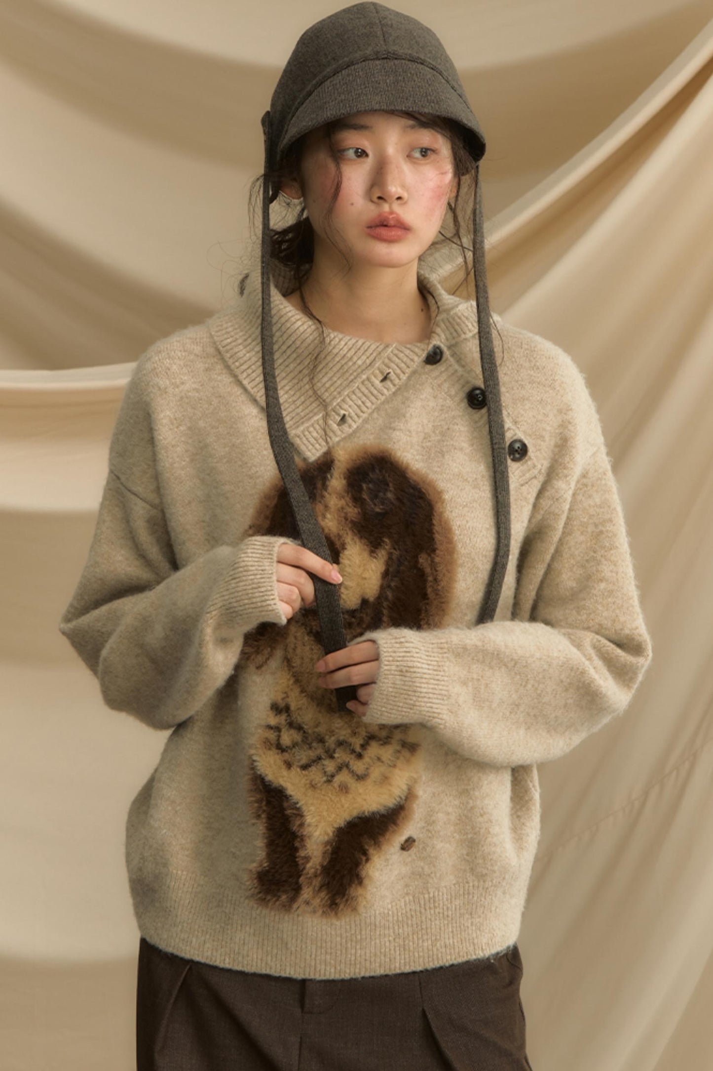 Autumn Puppy Retro Knitted Sweater