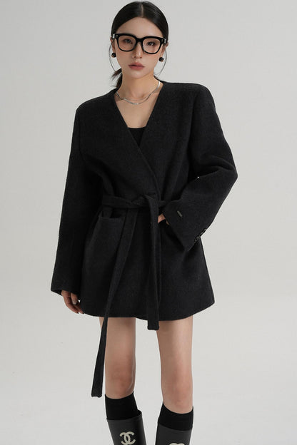 Elegant Mid-Length Wool Suit Coat