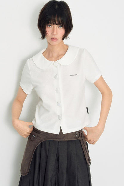 White Shoulder Crop Top