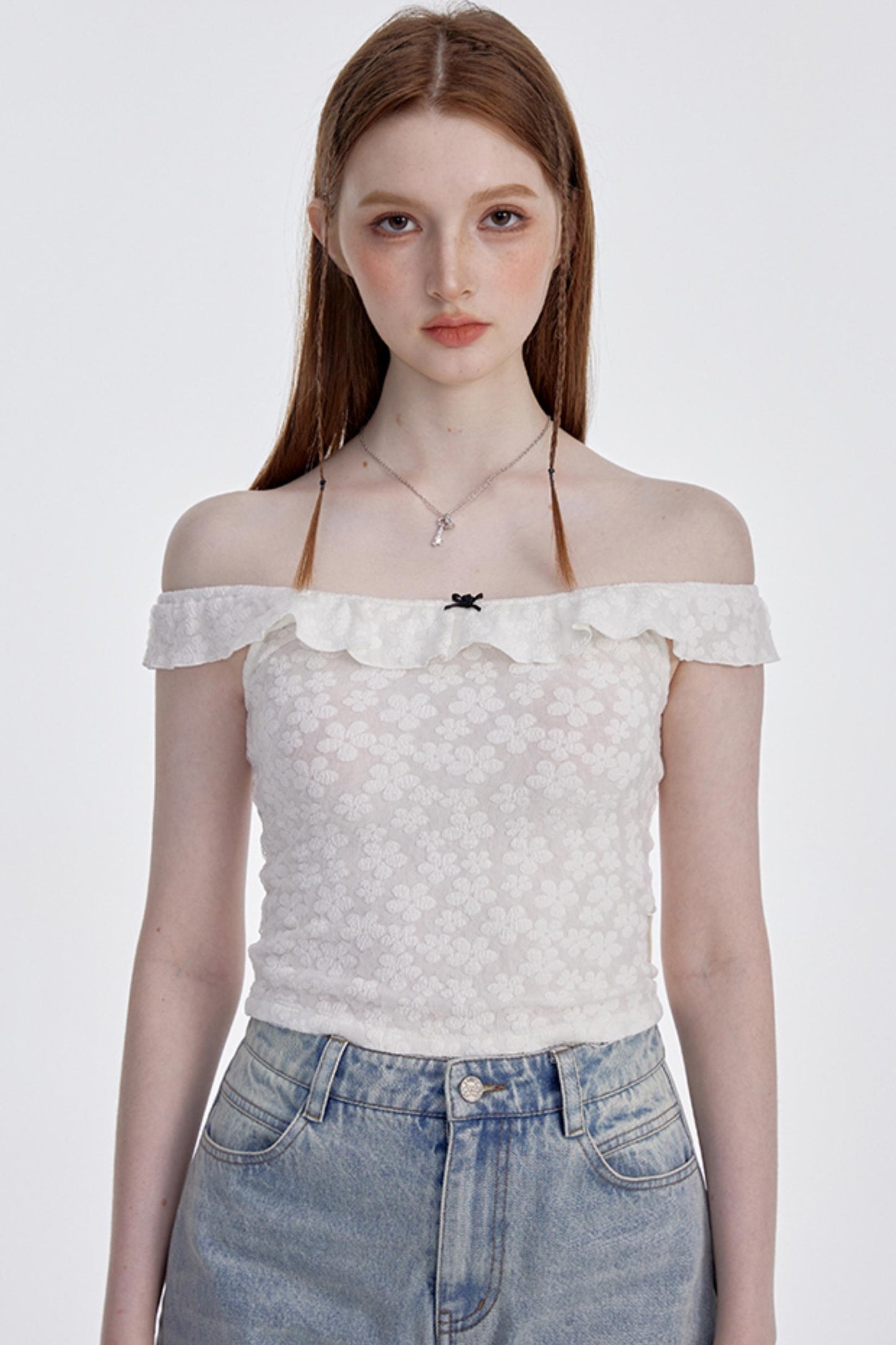 Floral Ruffled One-Shoulder Blouse