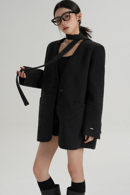 Elegant Mid-Length Wool Suit Coat