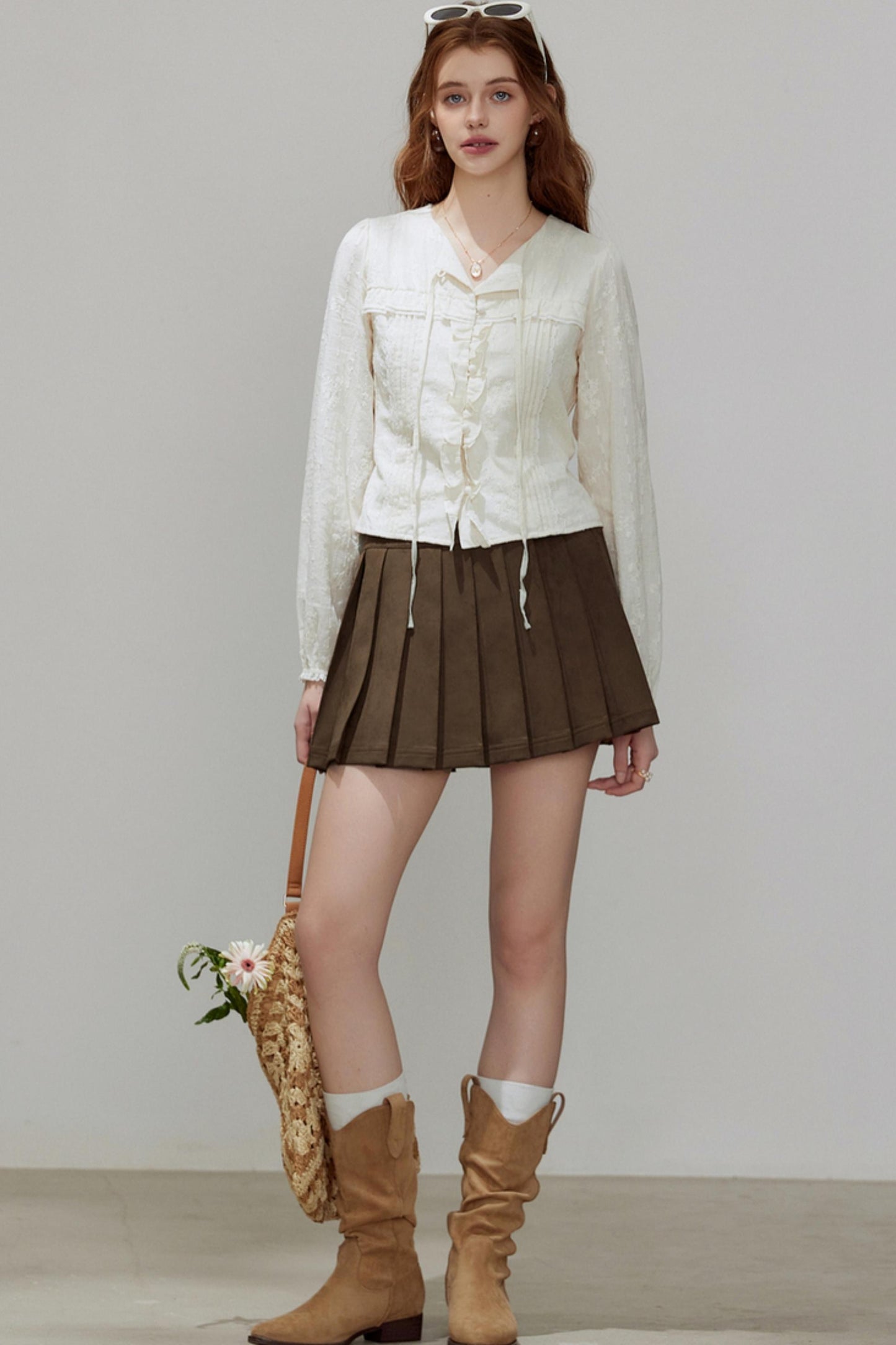 French Temperament V-Neck Shirt