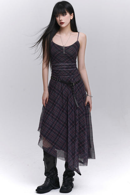 Unique Plaid Halter Dress