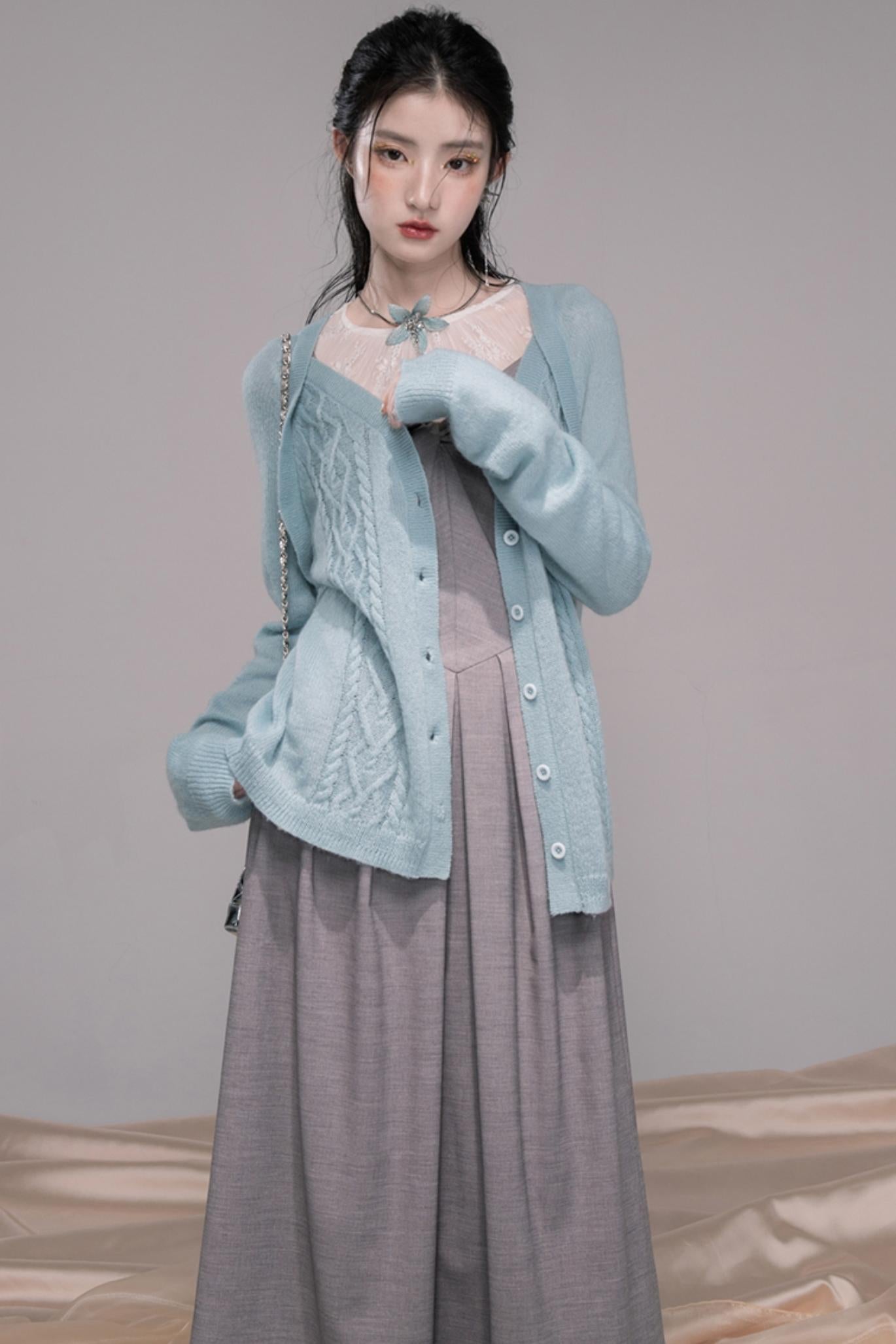 Princess Waistline Pleated Suspender Dress