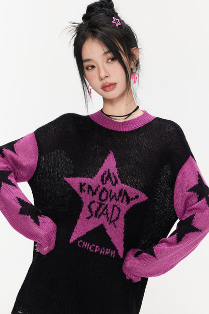 Winter Monogram Color-Blocked Sweater