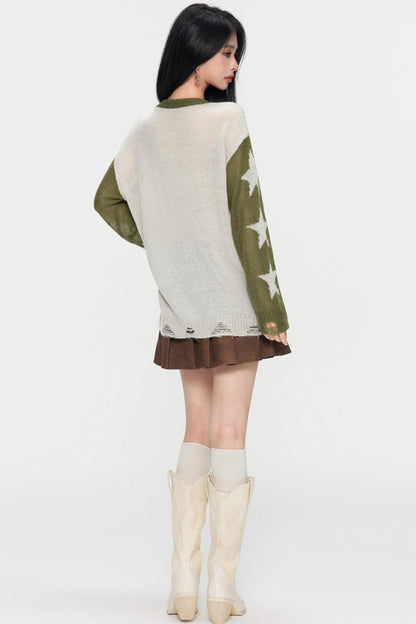 Winter Monogram Color-Blocked Sweater