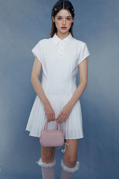 Lace Pleated Shirt Dress