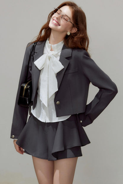 Autumn Gray Blazer Suit Set-Up