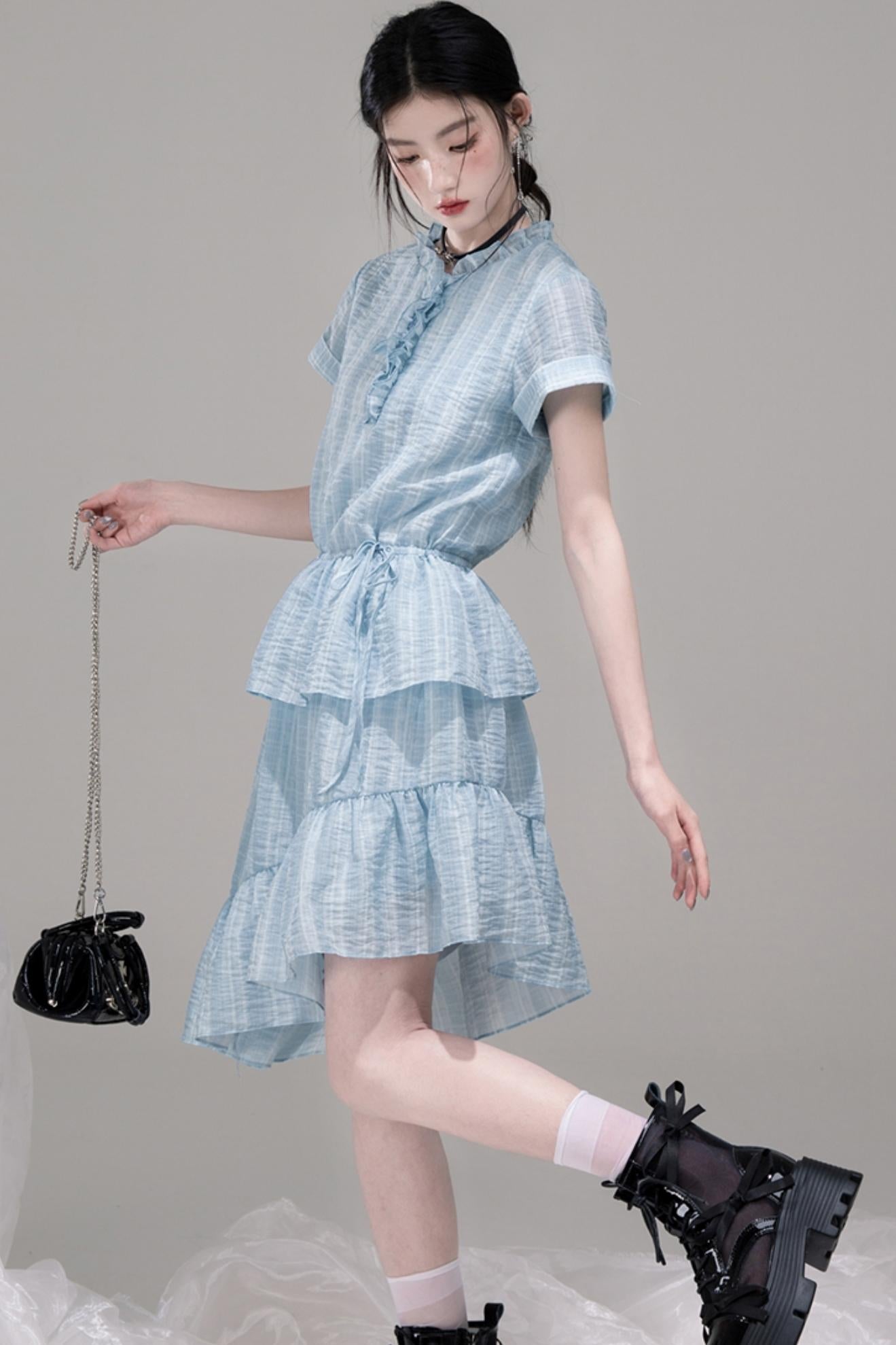 Asymmetric Ruffle A-Line Dress