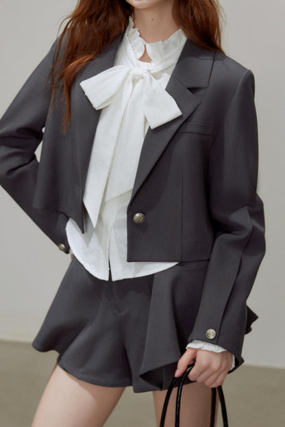 Autumn Gray Blazer Suit Set-Up