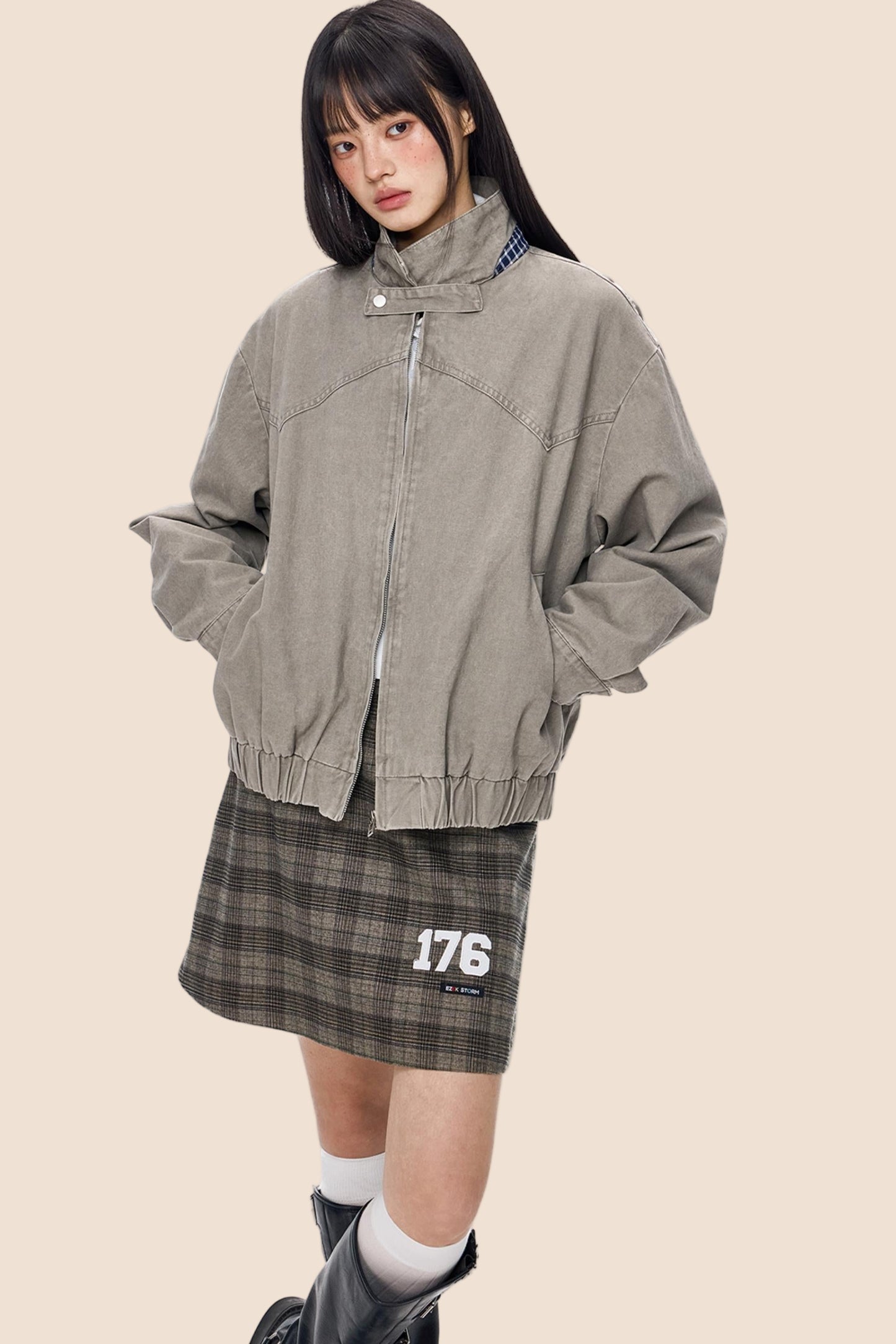 Vintage Zippered Basic Fall Jacket