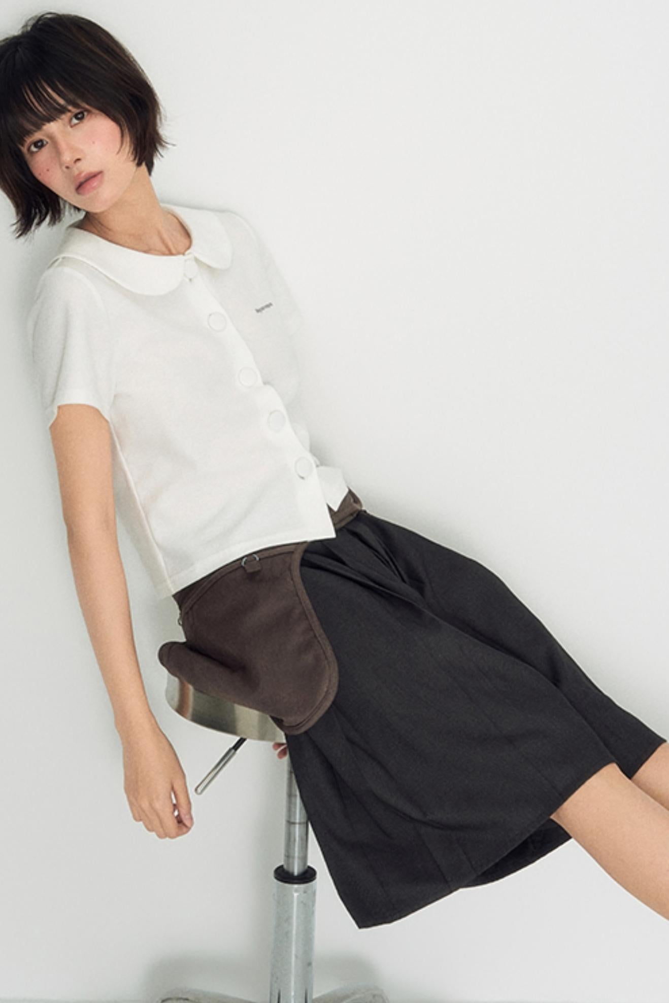 White Shoulder Crop Top