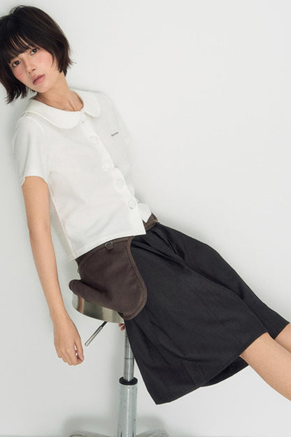 White Shoulder Crop Top