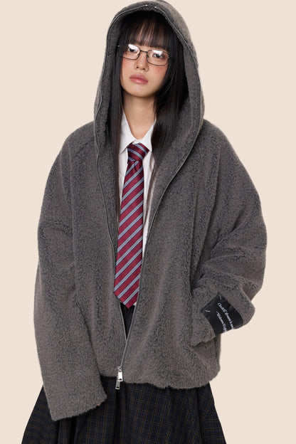 Lazy Retro Hooded Cardigan Jacket