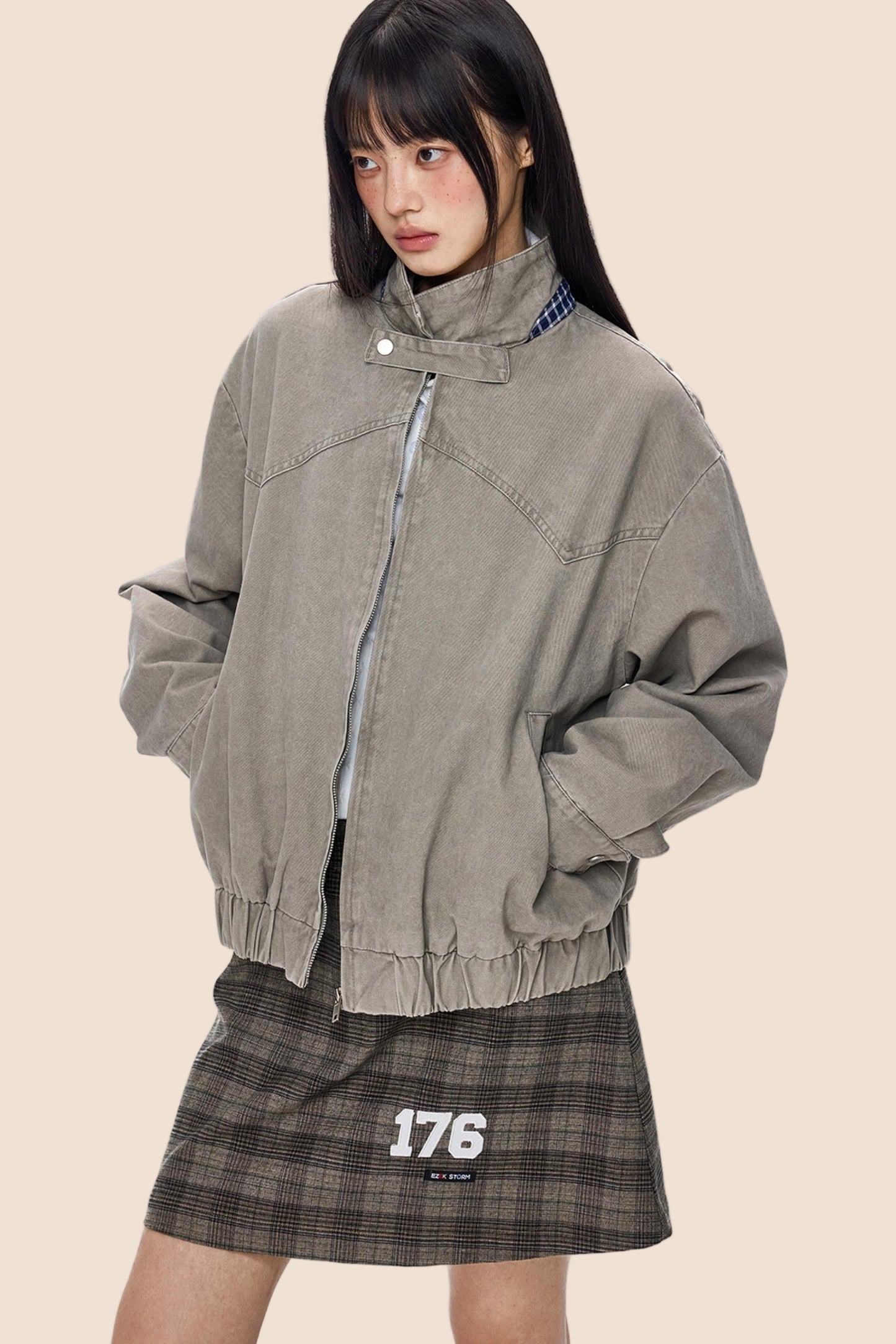 Vintage Zippered Basic Fall Jacket