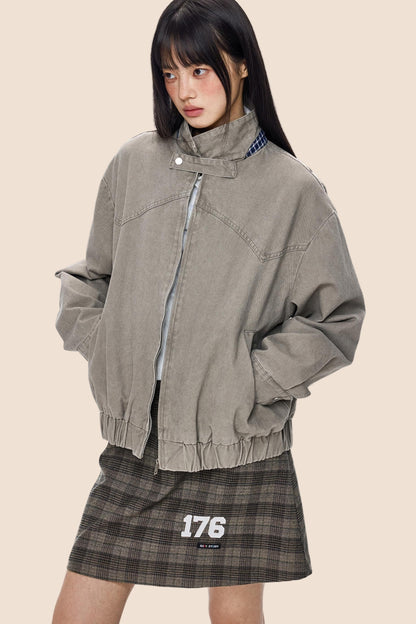 Vintage Zippered Basic Fall Jacket