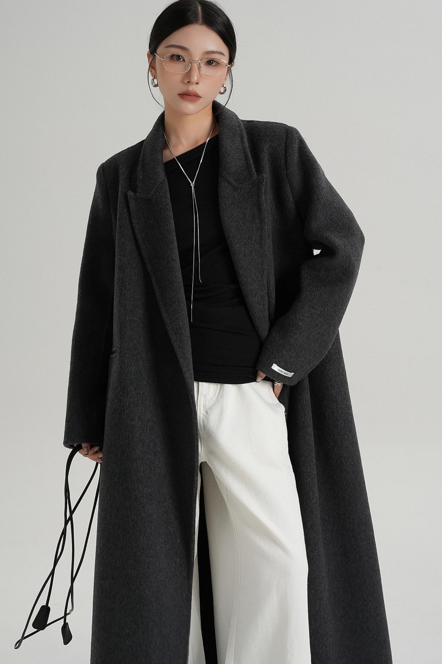 Lace-Up Wool Coat