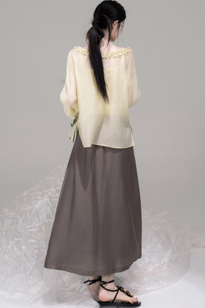 Feathered Lemon Suspenders Set