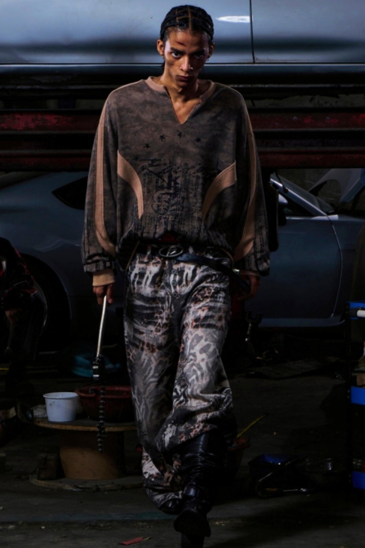 Camouflage Patchwork Half-Zip Top