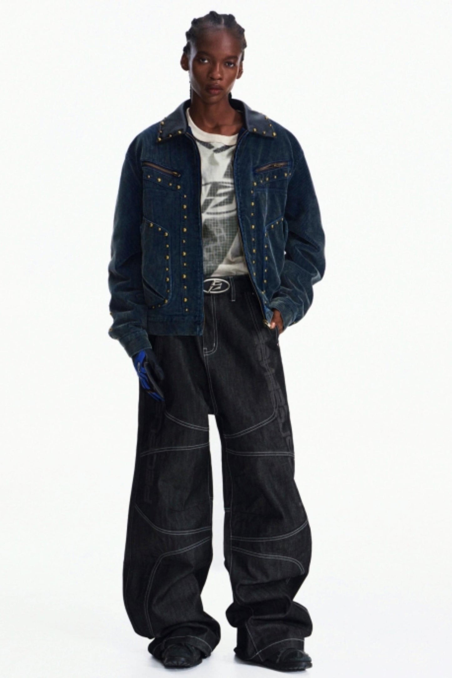 Dark Blue Wide-Leg Pants