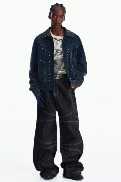 Dark Blue Wide-Leg Pants